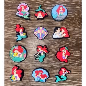 New 12x Little Mermaid Ariel Disney Shoe Charms Clogs Mules Girl Pink Colorful‎